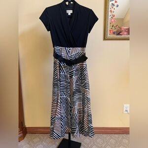 Talbots Dress with Belt Maxi Black Multicolor Size 2P